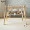 Handmade Custom Polar Baby Gym | Personalized Wooden Play Gym with Crochet Arctic Animals | Montessori Baby Activity Gym | Neutral Nursery Decor & Baby Shower Gift