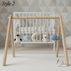 Handmade Custom Polar Baby Gym | Personalized Wooden Play Gym with Crochet Arctic Animals | Montessori Baby Activity Gym | Neutral Nursery Decor & Baby Shower Gift