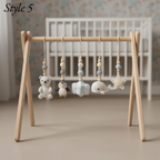 Handmade Custom Polar Baby Gym | Personalized Wooden Play Gym with Crochet Arctic Animals | Montessori Baby Activity Gym | Neutral Nursery Decor & Baby Shower Gift