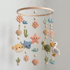 Ocean Animal Felt Baby Mobile, Choose 5 Sea Animals