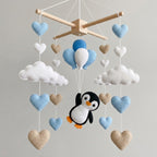 Penguin Felt Baby Mobile, Hot Air Balloon Crib Mobile