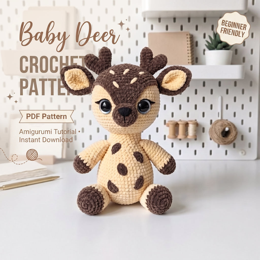 Cute Deer Crochet Pattern PDF – Woodland Fawn Amigurumi Plush