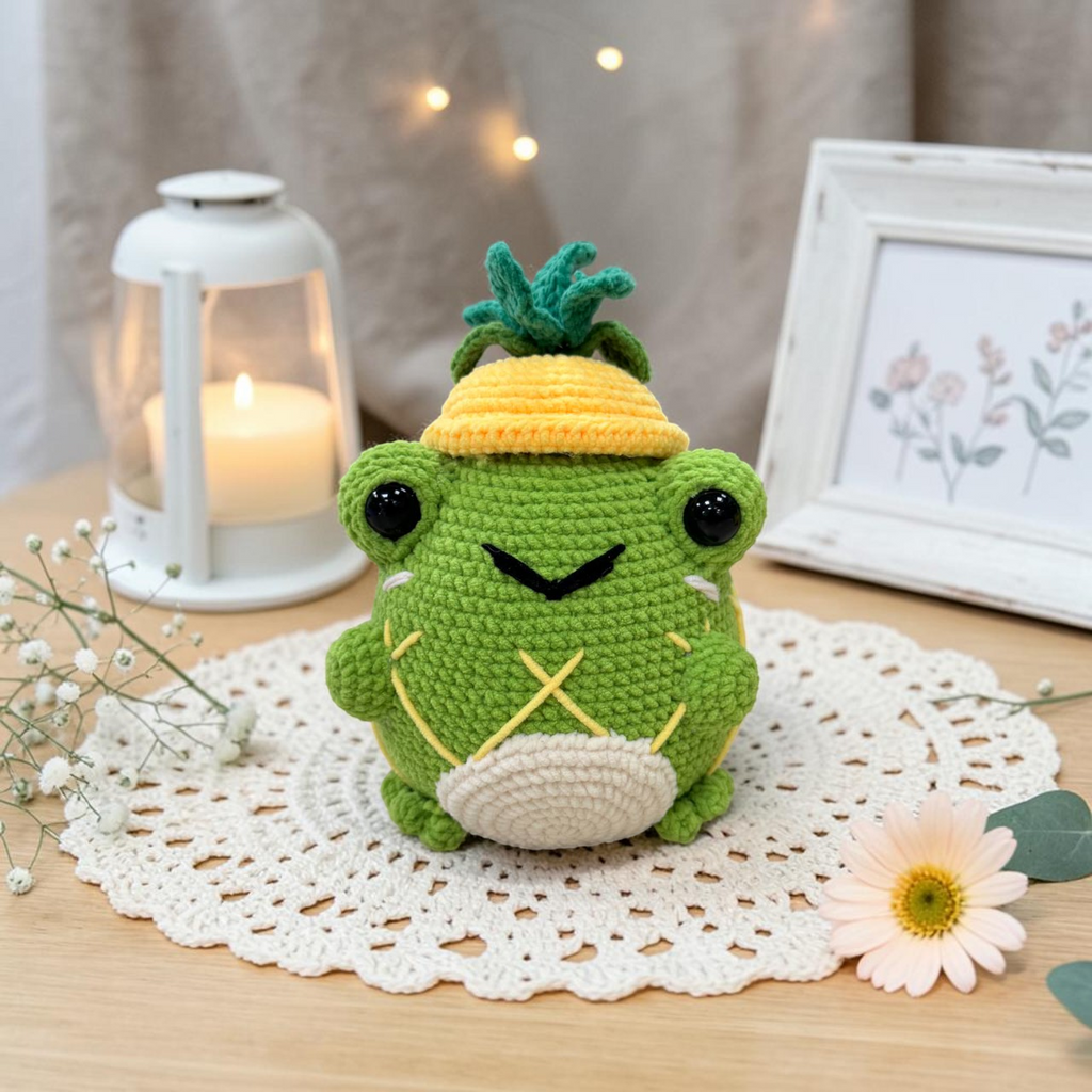 Pineapple Frog Crochet Pattern PDF – Cute Fruit Amigurumi Plush