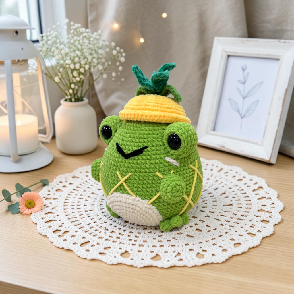 Pineapple Frog Crochet Pattern PDF – Cute Fruit Amigurumi Plush