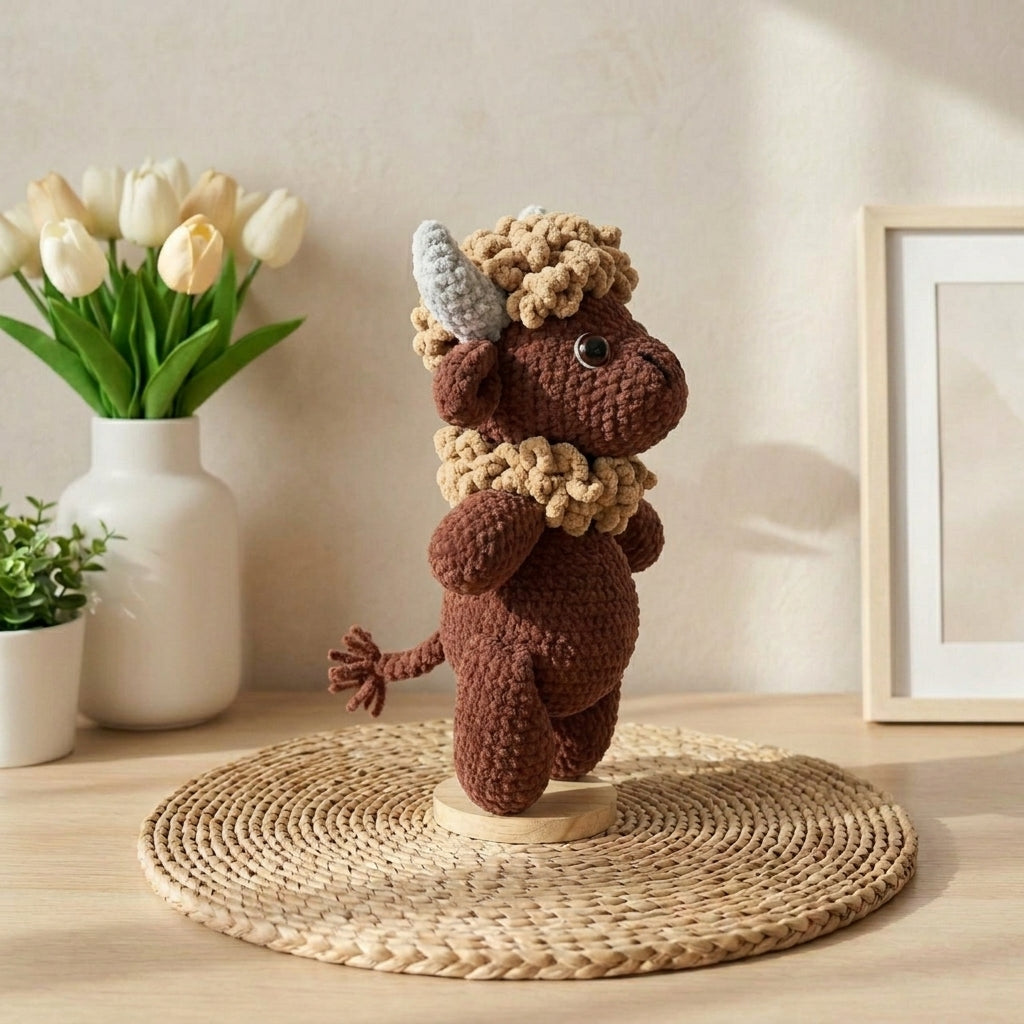 Rustic Highland Cow Crochet Pattern PDF, Cute Cow Amigurumi Pattern, Farm Animal Plush Tutorial
