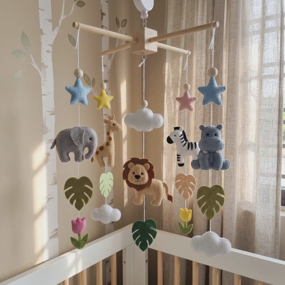 Handmade Felt Woodland Baby Mobile – Forest Nursery Crib Decor