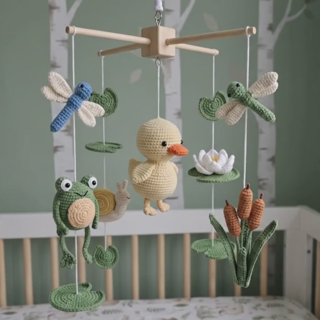 Crochet Duck & Frog Baby Mobile – Pond Nursery Decor