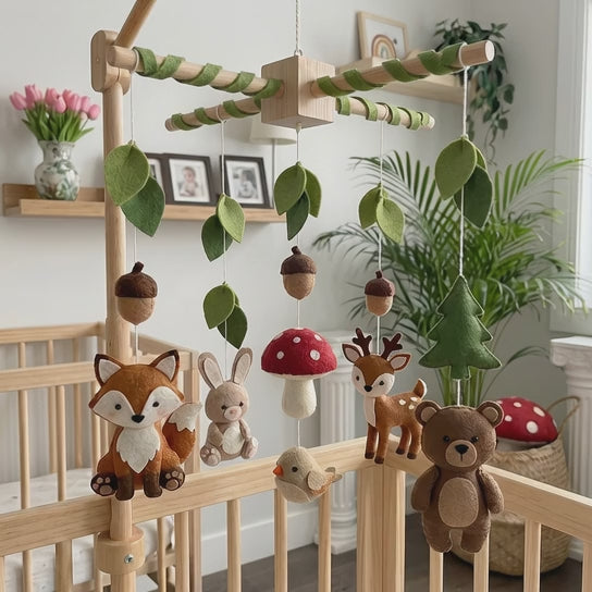 Felt Woodland Baby Mobile Nursery Crib Decor, Forest Baby Shower Gift