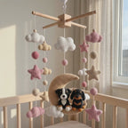 Crochet Dog Baby Mobile, Puppy Moon Crib Mobile