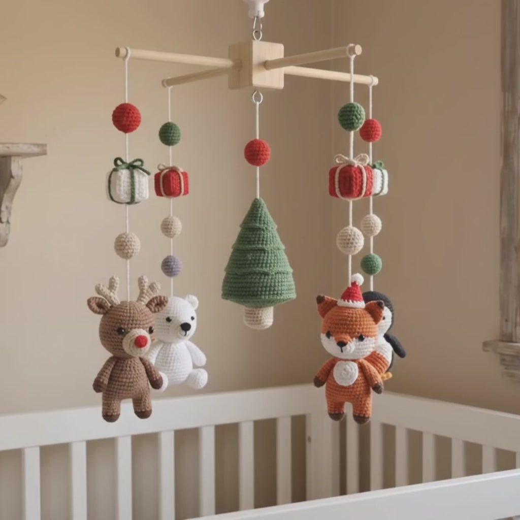 Crochet Woodland Christmas Baby Mobile