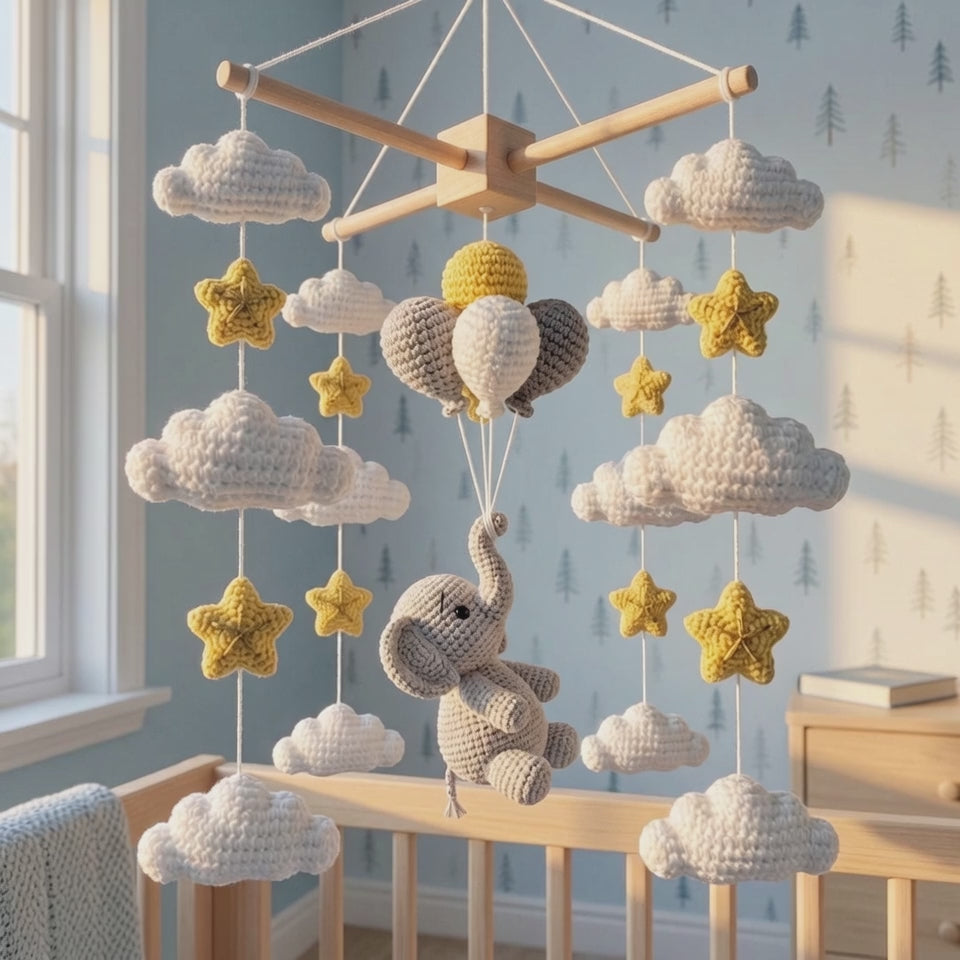 Crochet Elephant Baby Mobile