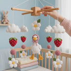 Crochet Strawberry Goose Baby Mobile