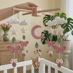 Crochet Deer Baby Mobile, Butterfly Flower Nursery Crib Mobile