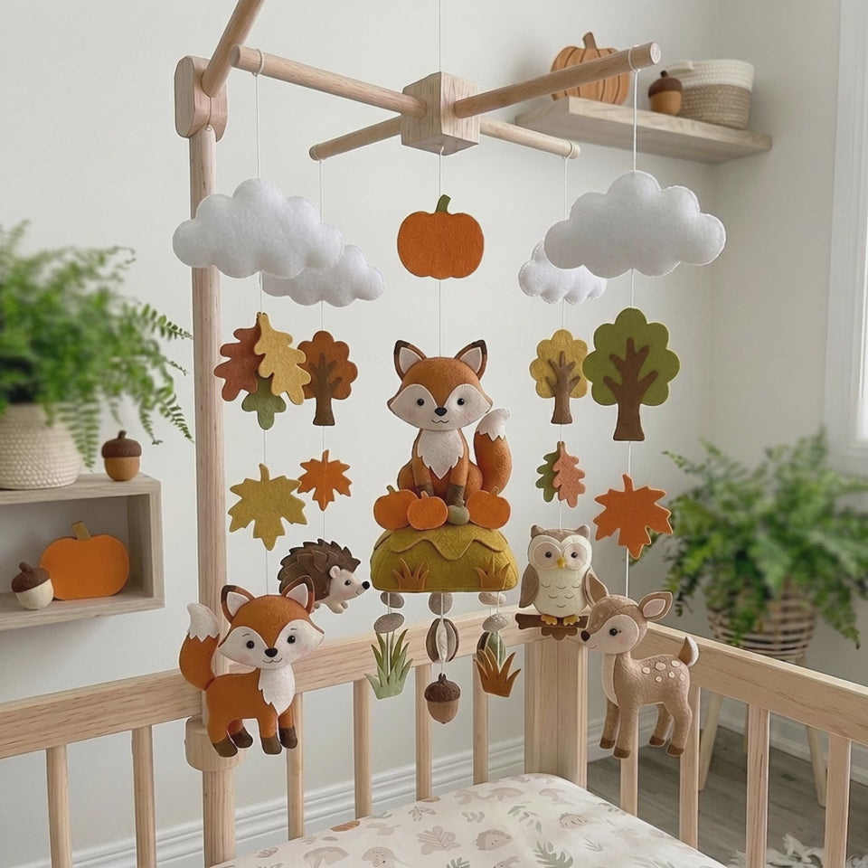 Felt Pumpkin Patch Animals Baby Mobile