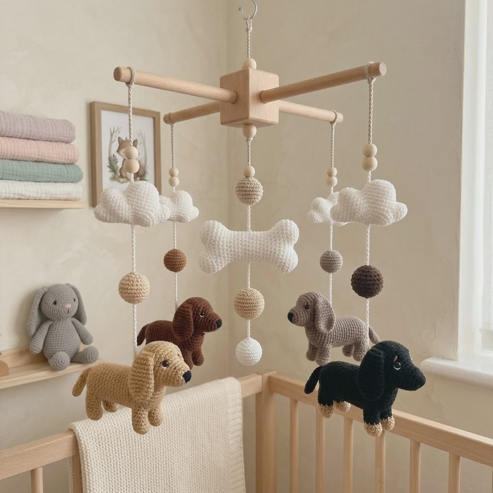 Crochet Dachshund Dog Baby Mobile
