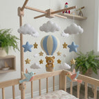 Felt Hot Air Balloon Teddy Bear Baby Mobile