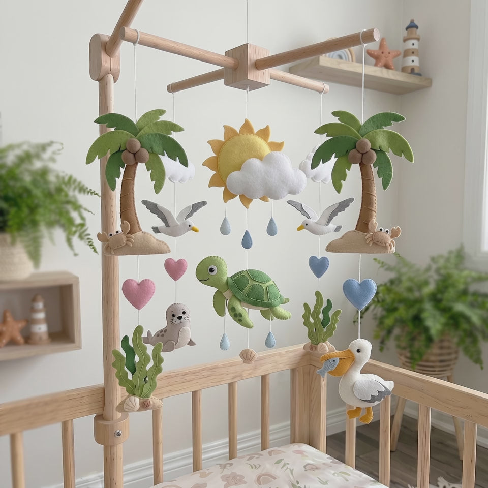 Felt Beach Day Animals Baby Mobile