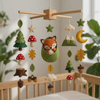Felt Woodland Fox Baby Mobile with Forest Nursery Crib Decor