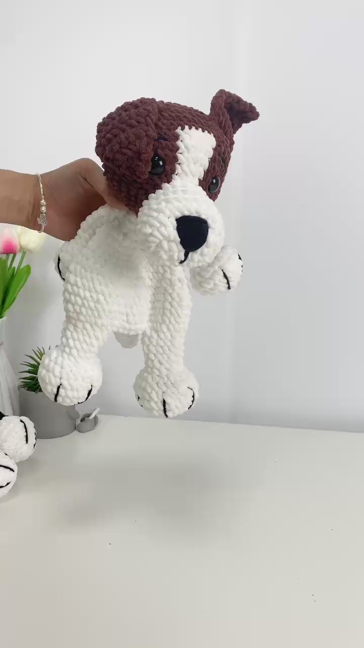 Jack Russell Dog Crochet Pattern: Amigurumi Snuggler Pillow (PDF Digital File)