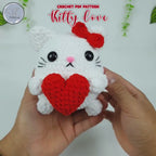 Love Cat Crochet Pattern: Valentine Kitty with Heart (PDF Pattern)