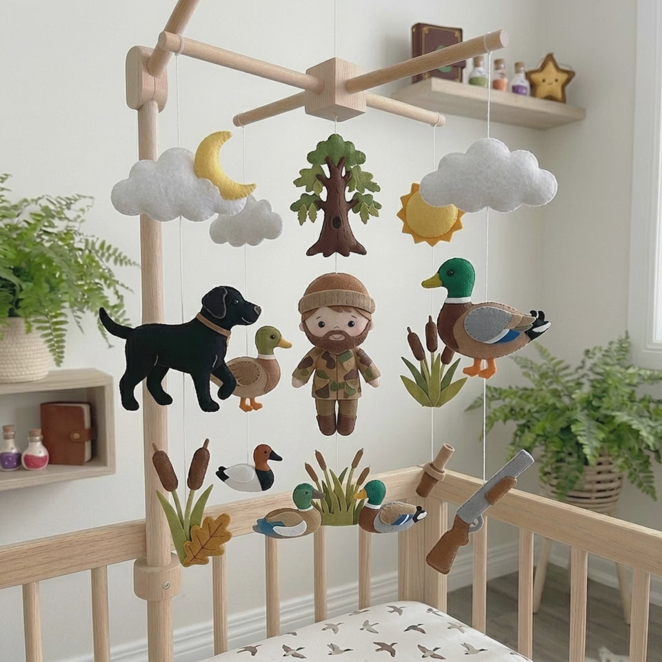 Felt Duck Hunting Baby Mobile, Nursery Decor