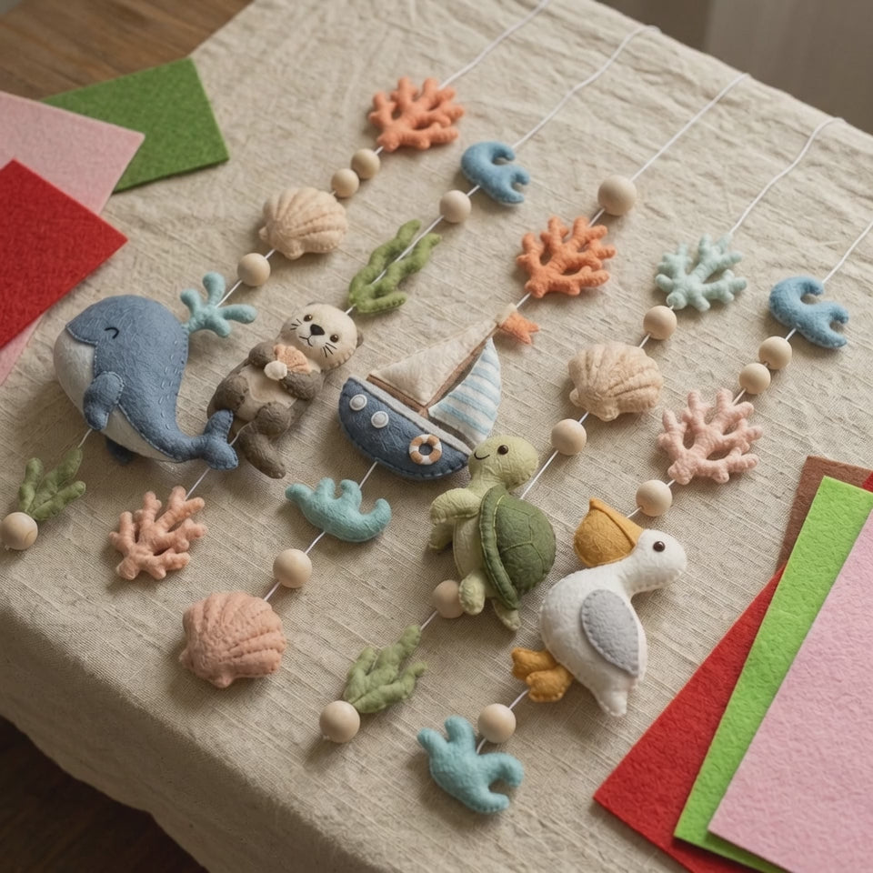 Personalized Ocean Felt Baby Mobile, Choose Your Animals