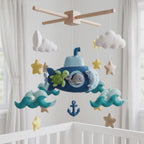 Ocean Adventure Felt Baby Mobile – Submarine, Whale, Turtle & Dolphin Nursery Decor