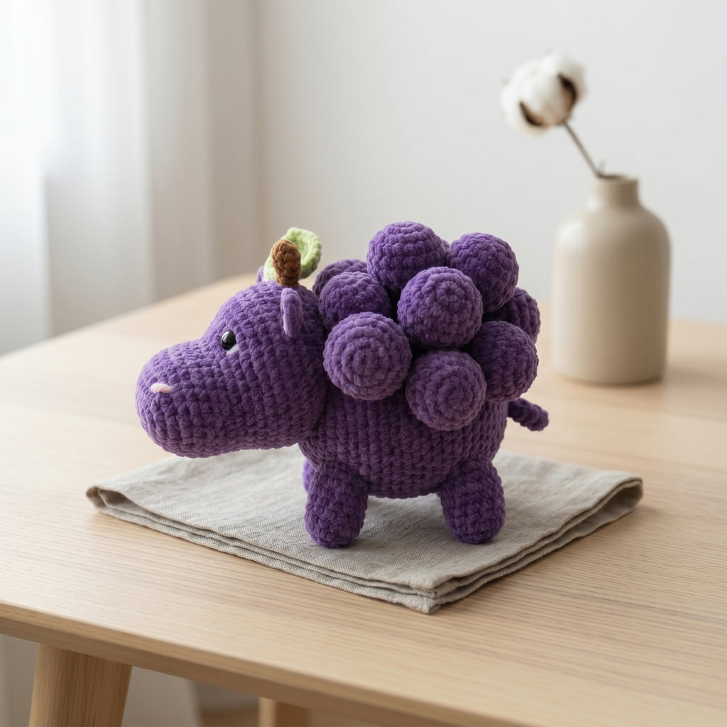 Hippo Crochet Pattern, Grape Amigurumi Pattern, Purple Grape Hippo Crochet Pattern