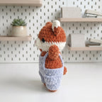 Amigurumi Fox Crochet Pattern PDF, Cute Woodland Fox Plush Tutorial with Overalls