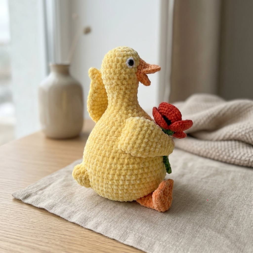 Duck Crochet Pattern PDF, Amigurumi Duck with Flower Tutorial