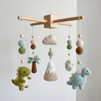 Handmade Crochet Dinosaur Baby Mobile – Prehistoric Nursery Crib Decor