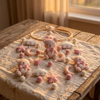 Pink Teddy Bear Felt Baby Mobile, Baby Shower Gift