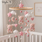 Pink Teddy Bear Felt Baby Mobile, Baby Shower Gift