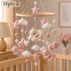 Pink Teddy Bear Felt Baby Mobile, Baby Shower Gift