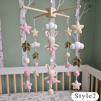 Crochet Bunny Ballerina Baby Mobile, Pink Rabbit Star Cloud Crib Decor, Ballet Nursery Hanging, Baby Shower Gift for Baby Girl Room