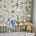 Savanna Friends Crochet Nursery Mobile, Handmade Amigurumi Crib Hanging with Tree, Clouds and Stars, Newborn Gift