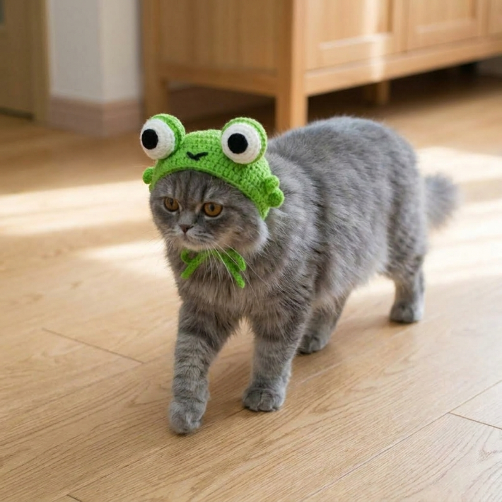 Frog Pet Hat Crochet Pattern PDF, Cute Frog Cat Hat Pattern, Crochet Pet Costume Tutorial