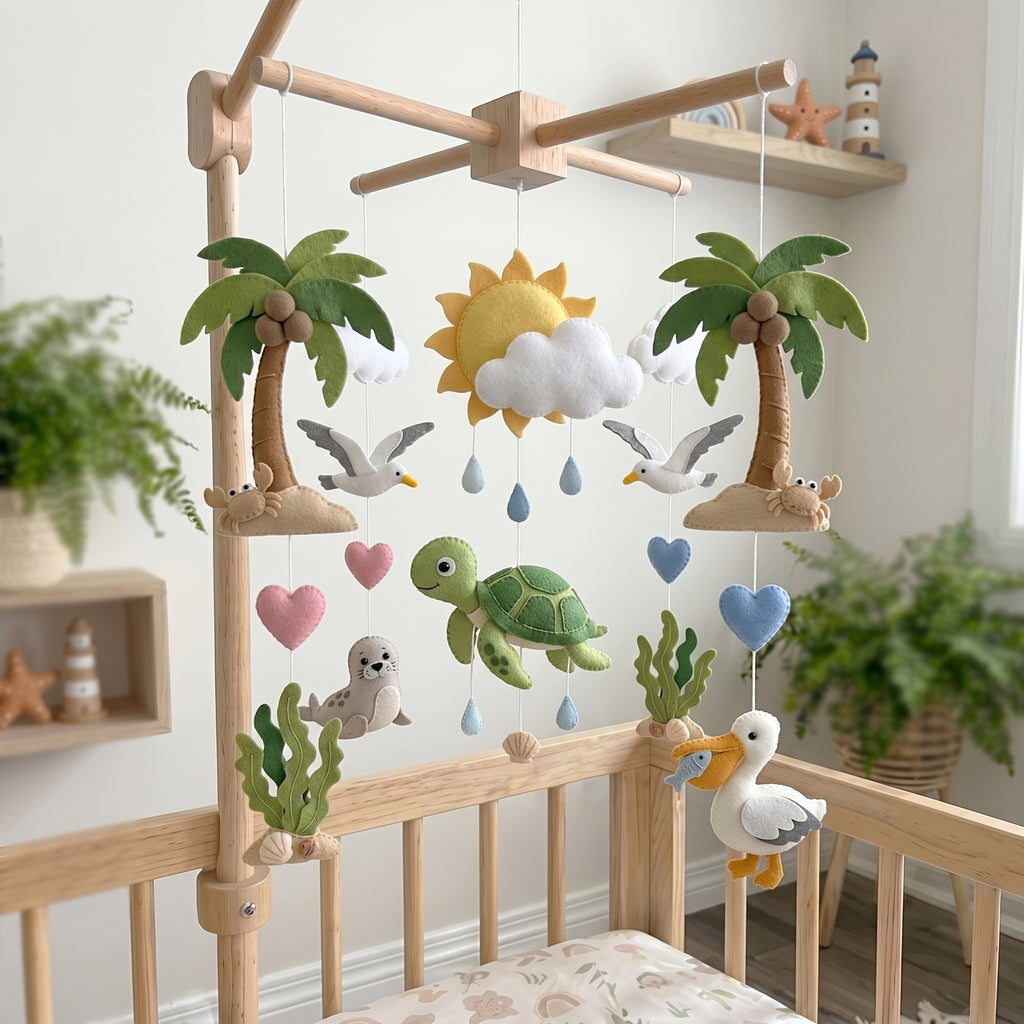 Felt Beach Day Animals Baby Mobile
