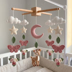 Crochet Deer Baby Mobile, Butterfly Flower Nursery Crib Mobile