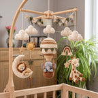 Crochet Safari Baby Mobile, Nursery Crib Mobile Decor