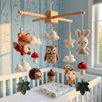 Crochet Woodland Baby Mobile, Forest Animals Crib Mobile