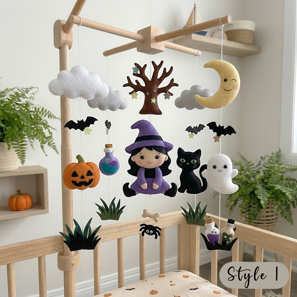 Felt Halloween Witch Ghost Black Cat Baby Mobile
