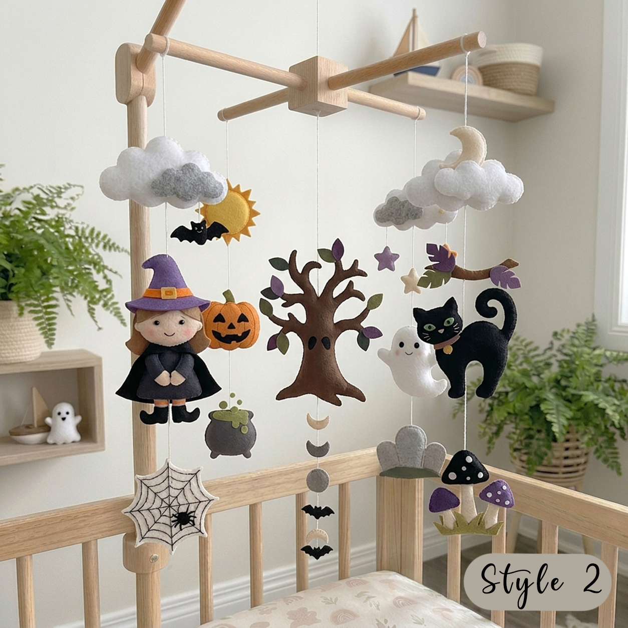 Felt Halloween Witch Ghost Black Cat Baby Mobile