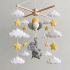 Elephant Felt Baby Mobile, Hot Air Balloon Crib Mobile