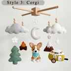 Crochet Dog Baby Mobile, Mountain Camping Crib Mobile