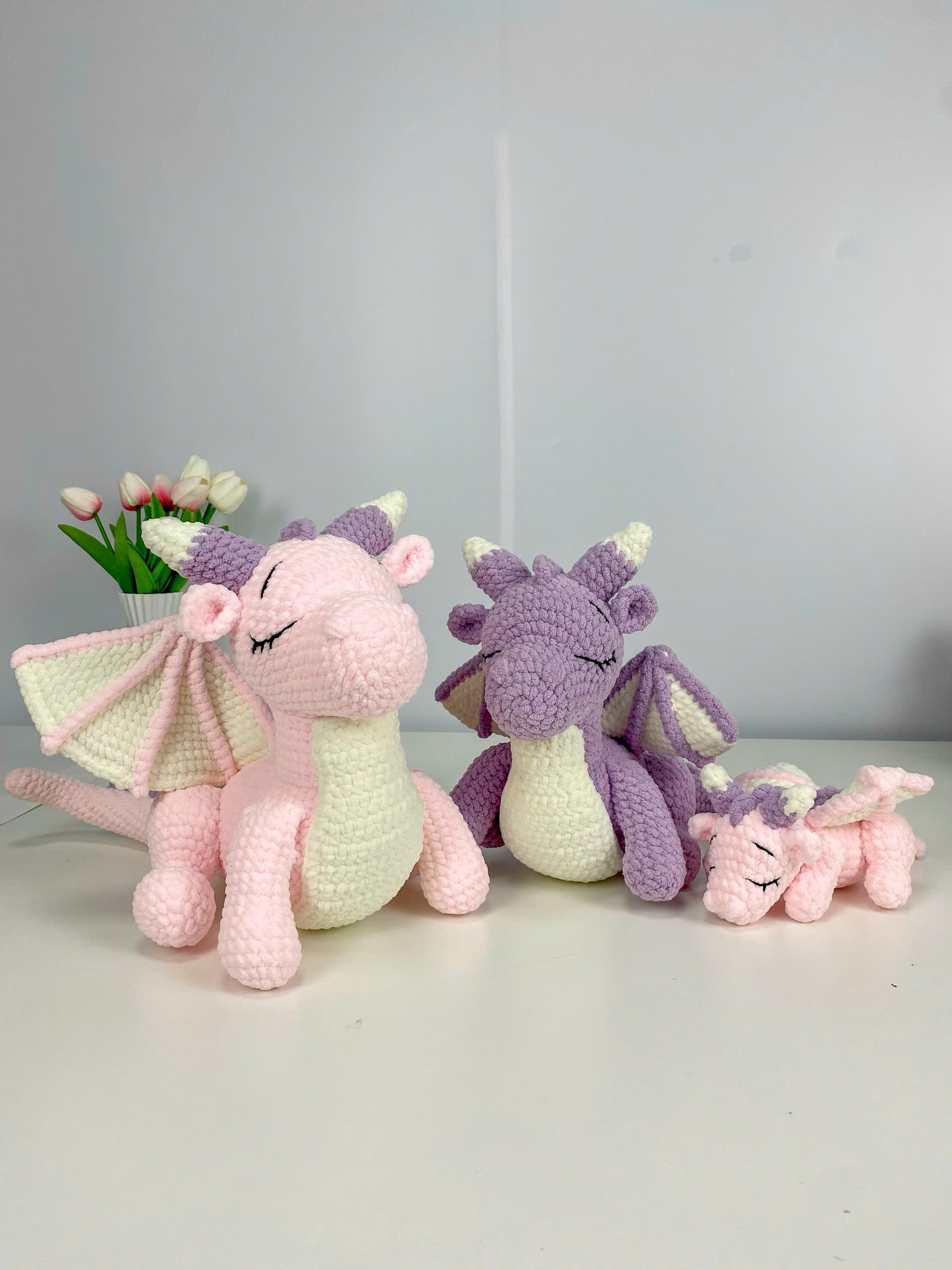 Dragon Family Crochet Pattern PDF Bundle: Amigurumi Sleeping Dragon Set (Digital Download)