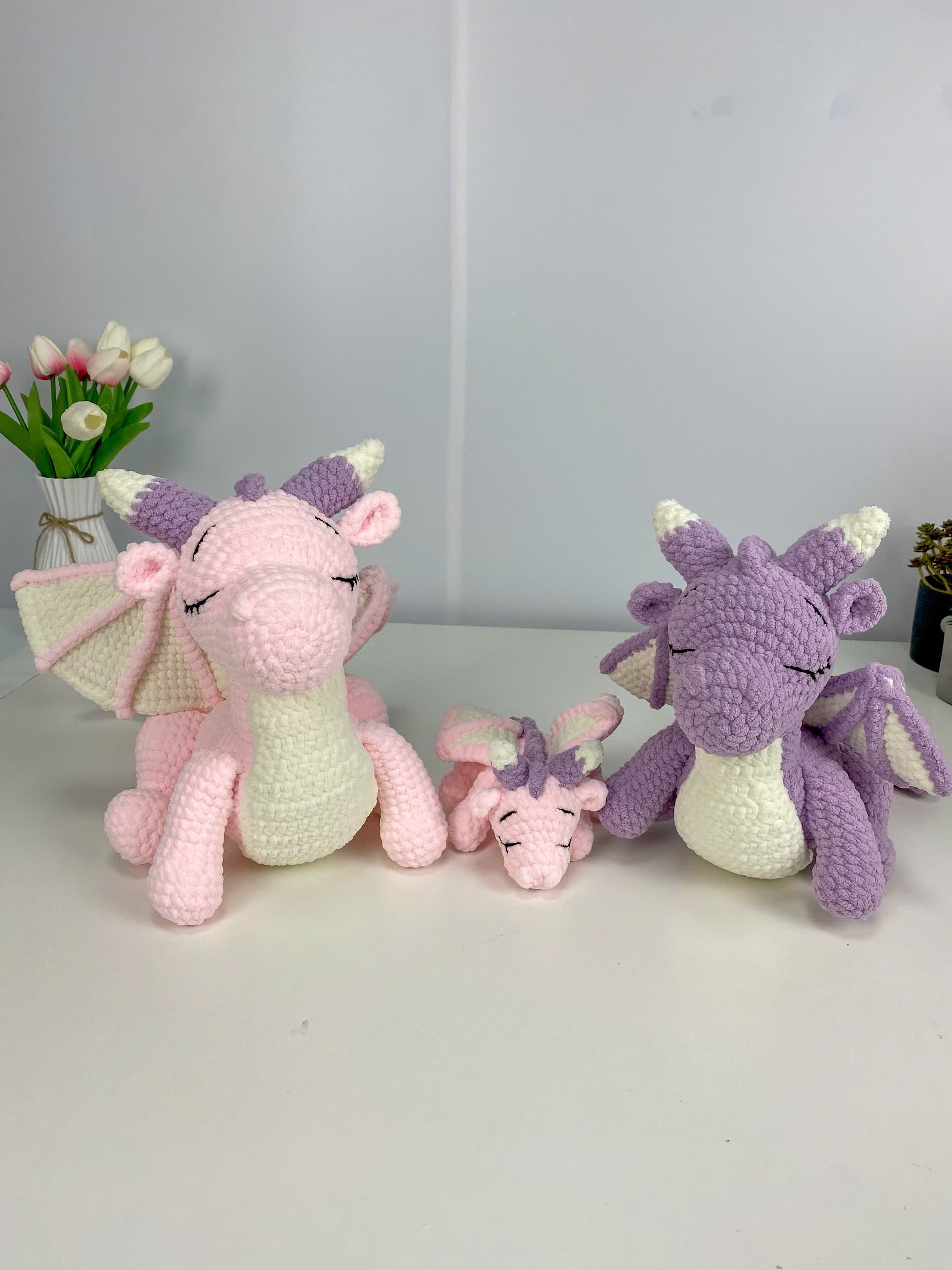 Dragon Family Crochet Pattern PDF Bundle: Amigurumi Sleeping Dragon Set (Digital Download)