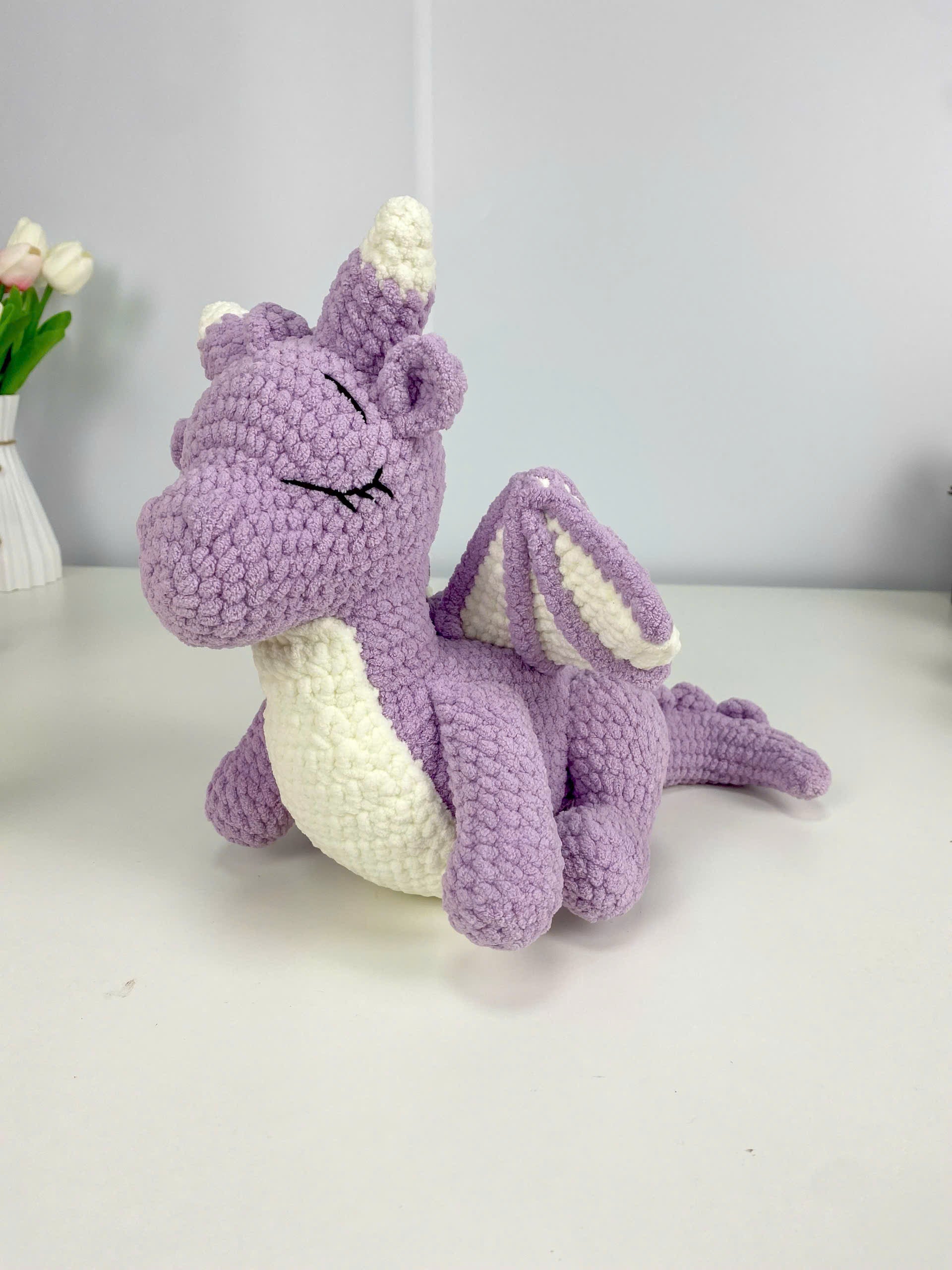 Purple Dragon Crochet Pattern: Amigurumi Plush Toy (PDF Digital Download)