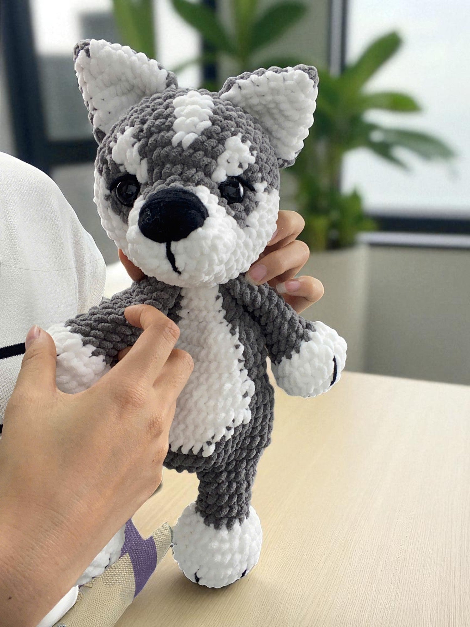 Husky Dog Crochet Pattern: Amigurumi Snuggler Pillow (PDF Digital Download)