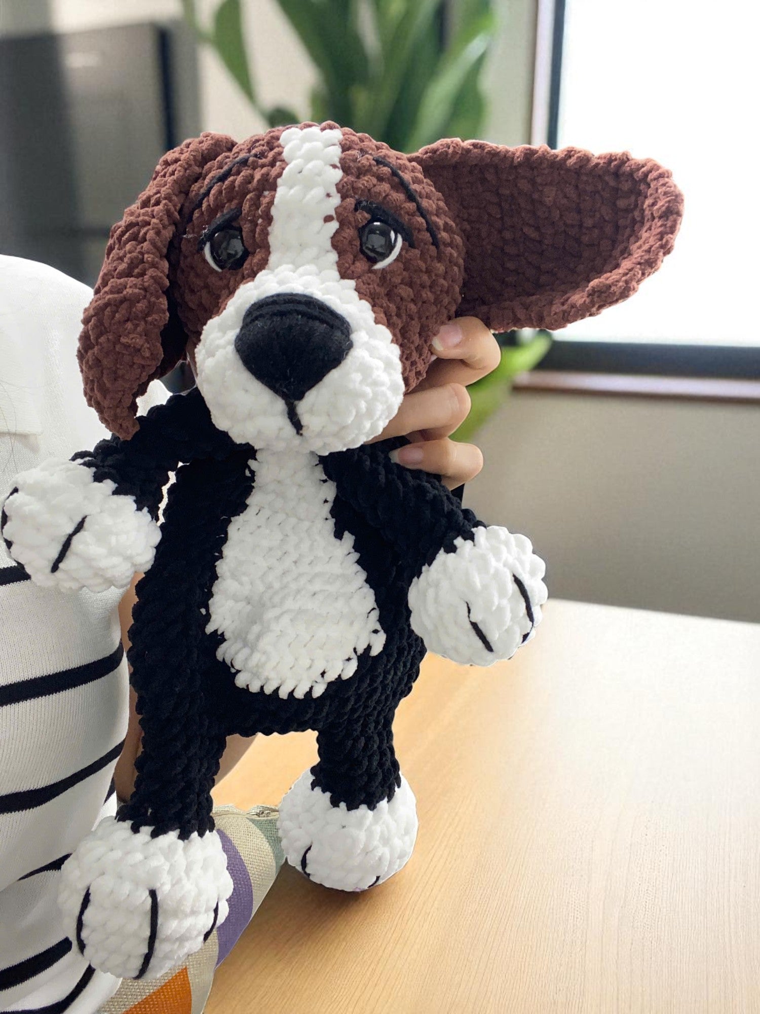 Beagle Dog Crochet Pattern: Amigurumi Snuggler Pillow Toy (PDF Digital File)